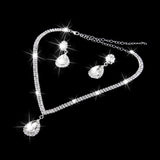 Maxbell 7xTeardrop Rhinestone Jewelry Necklace Earring Set Wedding Bridal Party