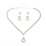 Maxbell 7xTeardrop Rhinestone Jewelry Necklace Earring Set Wedding Bridal Party
