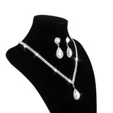 Maxbell 7xTeardrop Rhinestone Jewelry Necklace Earring Set Wedding Bridal Party