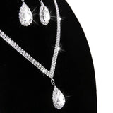 Maxbell 3xTeardrop Rhinestone Jewelry Necklace Earring Set Wedding Bridal Party