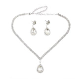 Maxbell 6xTeardrop Rhinestone Jewelry Necklace Earring Set Wedding Bridal Party