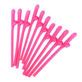 Maxbell 10pcs Hen Night Party Dicky Sipping Straw Rose Red