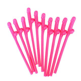 Maxbell 10pcs Hen Night Party Dicky Sipping Straw Rose Red