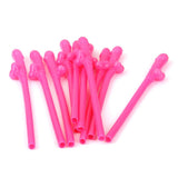 Maxbell 10pcs Hen Night Party Dicky Sipping Straw Rose Red