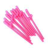 Maxbell 10pcs Hen Night Party Dicky Sipping Straw Rose Red