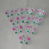 Maxbell 10pcs Plastic Butterfly Rings for Girl Kids Party Favor Gifts Silver