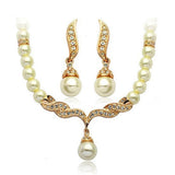 Maxbell 3xWedding Party Bridal Jewelry Rhinestone Diamante Pearls Necklace Earring c