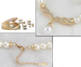 Maxbell 3xWedding Party Bridal Jewelry Rhinestone Diamante Pearls Necklace Earring c