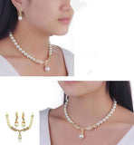 Maxbell 3xWedding Party Bridal Jewelry Rhinestone Diamante Pearls Necklace Earring c