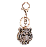 Maxbell 6x3D Crystal Tiger Head Keyring Charm Pendant Key Ring Chain Keychain