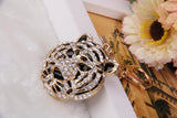 Maxbell 6x3D Crystal Tiger Head Keyring Charm Pendant Key Ring Chain Keychain