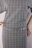 Maxbell Crystal Flower Heart Ladies Waist Chain Belt in Silver