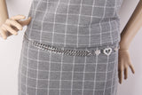 Maxbell Crystal Flower Heart Ladies Waist Chain Belt in Silver