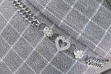 Maxbell Crystal Flower Heart Ladies Waist Chain Belt in Silver