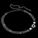 Maxbell Crystal Flower Heart Ladies Waist Chain Belt in Silver