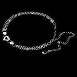 Maxbell Crystal Flower Heart Ladies Waist Chain Belt in Silver