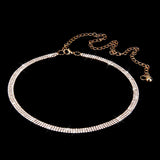 Maxbell 3x3-Row Crystal Ladies Waist Chain Belt in Gold