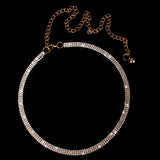 Maxbell 3x3-Row Crystal Ladies Waist Chain Belt in Gold
