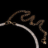Maxbell 3x3-Row Crystal Ladies Waist Chain Belt in Gold
