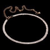 Maxbell 3x3-Row Crystal Ladies Waist Chain Belt in Gold