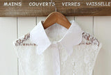 Maxbell 2xWhite Lace Floral Fake Wave Collar Detachable Half Shirt Blouse