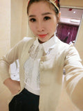 Maxbell 2xWhite Lace Floral Fake Wave Collar Detachable Half Shirt Blouse