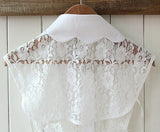 Maxbell 2xWhite Lace Floral Fake Wave Collar Detachable Half Shirt Blouse