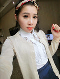 Maxbell 2xWhite Lace Floral Fake Wave Collar Detachable Half Shirt Blouse