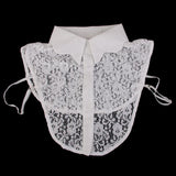 Maxbell 2xWhite Lace Floral Fake Wave Collar Detachable Half Shirt Blouse