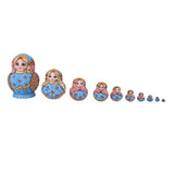 Maxbell 10PCS Painted Flower Wooden Russian Nesting Dolls- Blue&Gold
