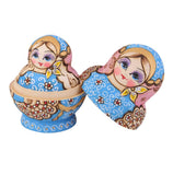 Maxbell 10PCS Painted Flower Wooden Russian Nesting Dolls- Blue&Gold