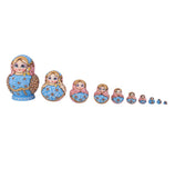 Maxbell 10PCS Painted Flower Wooden Russian Nesting Dolls- Blue&Gold