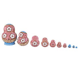Maxbell 10PCS Painted Flower Wooden Russian Nesting Dolls- Blue&Gold