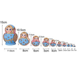 Maxbell 10PCS Painted Flower Wooden Russian Nesting Dolls- Blue&Gold