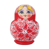 Maxbell 10PCS Hand Painted Flower Wooden Russian Nesting Dolls - Red & White