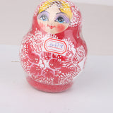 Maxbell 10PCS Hand Painted Flower Wooden Russian Nesting Dolls - Red & White