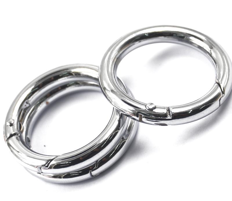 Maxbell Maxbell 3pcs Silver Plated Alloy Round Spring Snap Hooks Clip 35mm