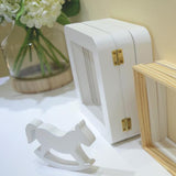 Maxbell 4xWhite Wooden Small Rocking Horse Wedding Home Decor Kids Toys