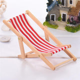 Maxbell Wooden Lounge Chair Red White Striped 1/12 Dollhouse Miniature Furniture