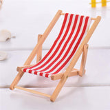 Maxbell Wooden Lounge Chair Red White Striped 1/12 Dollhouse Miniature Furniture