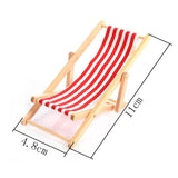 Maxbell Wooden Lounge Chair Red White Striped 1/12 Dollhouse Miniature Furniture