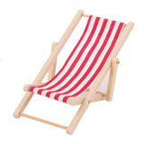 Maxbell 10xWooden Lounge Chair Red White Striped 1/12 Dollhouse Miniature Furniture
