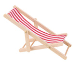 Maxbell Wooden Lounge Chair Red White Striped 1/12 Dollhouse Miniature Furniture