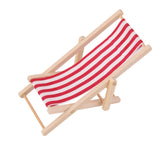Maxbell 10xWooden Lounge Chair Red White Striped 1/12 Dollhouse Miniature Furniture