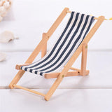 Maxbell Wooden Lounge Chair Blue White Striped 1/12 Dollhouse Miniature Furniture