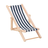 Maxbell Wooden Lounge Chair Blue White Striped 1/12 Dollhouse Miniature Furniture