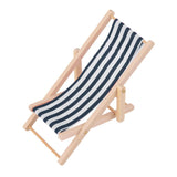 Maxbell Wooden Lounge Chair Blue White Striped 1/12 Dollhouse Miniature Furniture