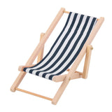 Maxbell Wooden Lounge Chair Blue White Striped 1/12 Dollhouse Miniature Furniture