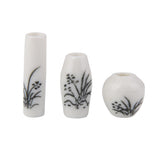 Maxbell 3pcs Dollhouse Miniature Ceramic Flower Vase with Black Painted Floral