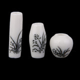 Maxbell 3pcs Dollhouse Miniature Ceramic Flower Vase with Black Painted Floral